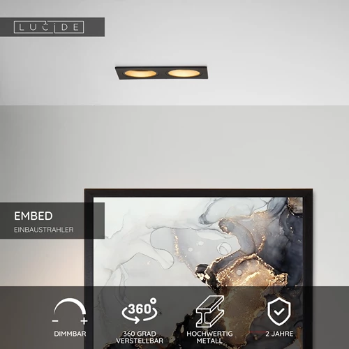 Lucide EMBED - Einbaustrahler - 2xGU10 - Schwarz - USP